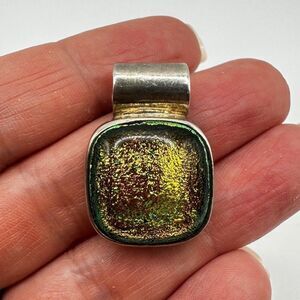 Stamped Mexico 925, sterling silver, Dichroic Glass pendant!